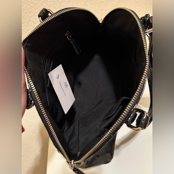 Coach Peyton Link C Embossed Patent Domed Satchel 32583 Black Charm & Key Cover - Picture 4 of 12
